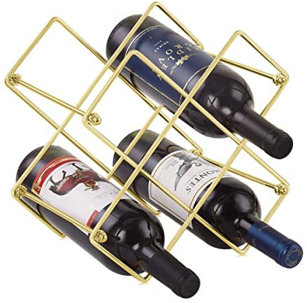 Beihaoer Weinregal für Arbeitsplatte, 6 Flaschen, Weinhalter für Weinaufbewahrung, freistehendes Metall-Weinregal – kleines Tisch-Weinregal (Gold)