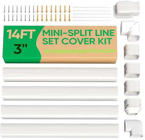 Plusluck PVC Line Set Cover Kit for Mini Split 3'' 13Ft Air Conditioner Decorative Central Air Conditioners & Heat Pump Creamy White