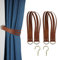 Vorhang-Raffhalter aus Leder, Vorhangschnalle, Vintage-Vorhang-Raffhalter, Leder-Gardinenstangenhalter für Zuhause, Büro, Wohnzimmer, Schlafzimmer, 2 Stück (braun, breit)