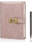 WEMATE Diary with Lock, A5 Journal with Lock 240 Pages, Locking Journal with Pen & Gift Box, Lockable Diary Planner Organizer for Men and Women, 8.6x5.8in Pinky Beige