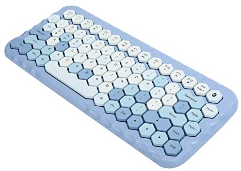 Bewinner Multi-Device BT 5.0 Tastatur, 83 Tasten Kabellose Tragbare BT Bunte Computertastaturen, Ergonomisch Komfortables Tippen Universaltastatur (Honey BT Blue Einzeltastatur)