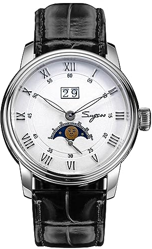 S437.01 Big Date MoonPhase Master Seagull ST2528 Bewegung Saphirglas Herren Automatische Mechanische Uhr 1963, Silber, 41 mm…
