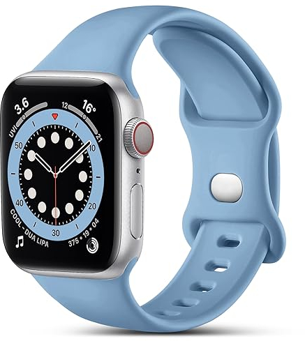 CeMiKa Compatible with Apple Watch Strap 44mm 42mm 45mm 46mm 49mm, Soft Silicone Sport Band Replacement Straps for iWatch Strap Series 10 9 8 7 6 5 4 3 2 1 SE, Women Men, Ocean Blue