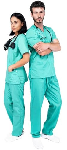 Unisex Medizinische Berufsbekleidung Set - Kasacks Damen Und Kasack Herren, Weiche Und Bequeme Passform, Berufsbekleidung Pflege Uniform, Kassak Set Pflege Modern, Atmungsaktives Gewebe