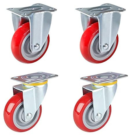 Bürorollen, drehbare Rollen, 7,6 cm, Polyurethan-Möbelrolle, 10,2 cm, schwingendes, stummgeschaltetes Esszimmerwagen-Rahmenrad mit Bremse (direktional + 7,6 cm)