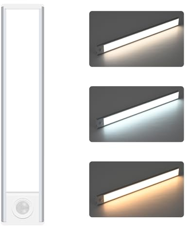 Ugvmn Unterschrankleuchten, Dimmbar LED Bewegungsmelder Schranklicht, 3 Farbtemperaturen, Kabelloses USB 2500mAh Batteriebetriebene Nachtlichter für Kleiderschrank, Schrank, Treppe, Flur