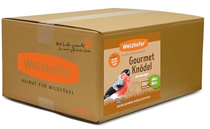 Welzhofer Gourmetknödel die Nussigen, 100 Stück x 100g - Meisenknödel ohne Netz, leckere Energiequelle für Garten- & Wildvögel, verdauungsfördernde Getreideflocken, praktische Kartonagenverpackung