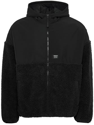 !Solid SDMarkTeddy Herren Jacke Teddy-Jacke Übergangsjacke mit Kapuze Eingrifftaschen Regular fit, Größe:L, Farbe:True Black (194008)
