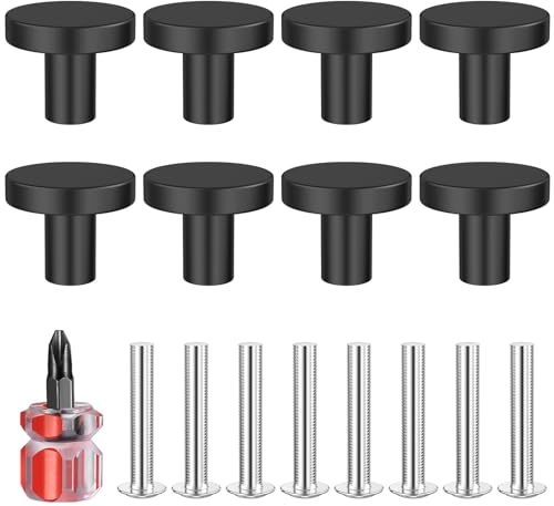 C پوش mutantes Lectoria 8-tiradores. Pэлos y manillos negros redondos (25 x 20 mm.) para armarios, gabinetes de cocina y tocador. Incluye tornillos