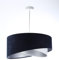 Licht-Erlebnisse Hängeleuchte Stoff Schirm Blau Weiß Silber E27 rund D: 50 cm Velours Optik Höhe verstellbar Modern Pendelleuchte Schlafzimmer Hängelampe Wohnzimmer