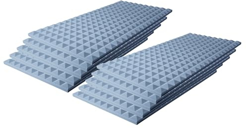 MUSIC STORE 10er Set Pyramis Absorber 30mm, Grau, 50x100cm, Schalldämmung für optimale Akustik