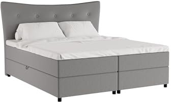 Nevada Boxspringbett 180 x 200 cm Doppelbett mit hochwertiger Bonell-Matratze und Topper, Polsterbett mit Bettkasten, Schlafzimmer, Bequem, Modern, Stilvoll