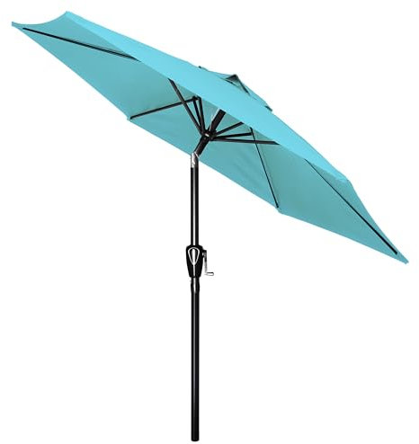 Simple Deluxe 2.28M Patio Umbrella Outdoor Table Market Yard Umbrella with Push Button Tilt/Crank, 6 Sturdy Ribs for Garden, Deck, Backyard, Pool, Turquoise
