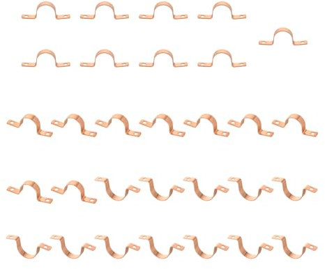 GUOFIS Kupferrohrschellen mit zwei Löchern, 2 Löcher, 1,9 cm (3/4 Zoll) C x 1,9 cm (3/4 Zoll) C (COPPER024), 30 Stück
