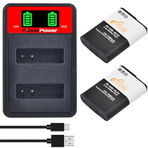 Pickle Power EN-EL23 Battery and Dual Charger for Nikon Coolpix P600, P610, P610s, P900, P900s, S810c, B700
