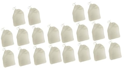 Amosfun 20pcs Cotton Filter Bag Drawstring Soap Bags Tea Filter Strainer Reusable
