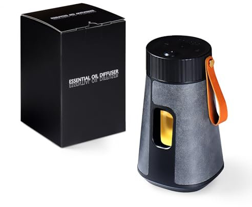 Wasserloser Diffusor für ätherische Öle, MIFXIN Aromatherapie-Öl-Zerstäubungsdiffusor für Schlafzimmer, 1/2/3-Stunden-Timer-Modi und 3 LED-Lichtmodi, tragbare Diffusor-Duftmaschine für Büro (Grau)