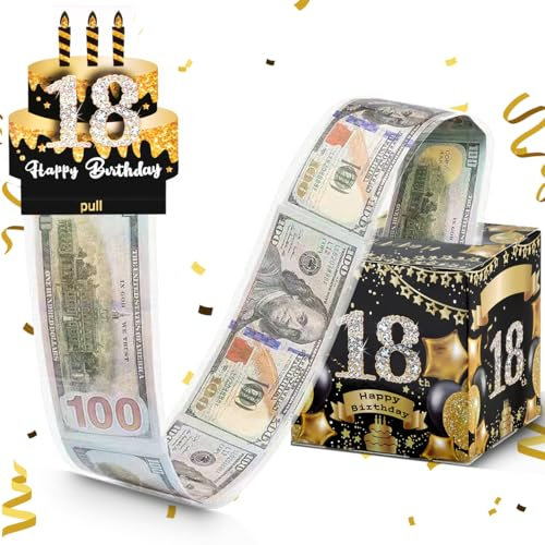 Deko 18. Geburtstag Junge Lustige Geldgeschenke 18.Geburtstag Mädchen, DIY Überraschungsbox, 18 Geburtstag Spardose für Bargeld Geschenk Ziehen, Geschenkbox zum 18.Geburtstag Junge Mädchen Junge