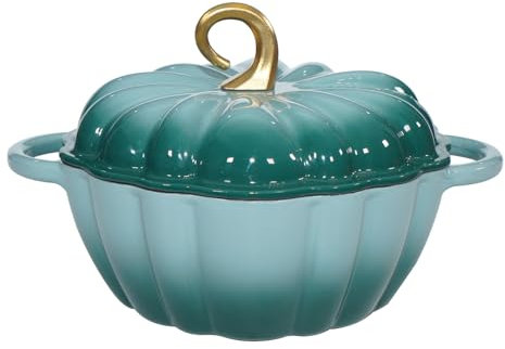 Forno olandese in ghisa smaltata a forma di zucca, con coperchio, doppi manici da 4,5 QT e pentola resistente, adatto al forno fino a 260 °C, per cuocere il pane, brasare, cucinare e regali di