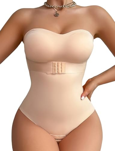 FEOYA - Body esculpir para mujer, diseño de vientre plano, para mujer, invisible push up bodysuit sin tirantes con acolchado extraíble y tirantes