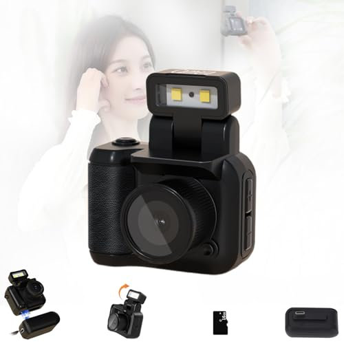 Retro Snap Camera,Mini Vintage Camera,Mini Retro Camera,1080p Mini Camera,Mini Keychain Camera,Mini Camera Keychain,Tiny Camera Keychain,Retro Mini Camera,With Flash Light (Black)