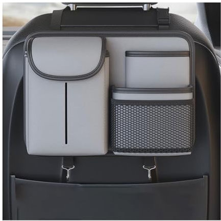 XIUKANGNB Auto Rücksitz Organizer für Mercedes Benz EQA H243, PU Leder Autositz Aufbewahrungstasche Rückenlehnenschutz Tasche wasserdichte Zubehör,D/Grey