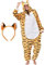 corimori Flauschiges Tiger-Kostüm für Erwachsene mit Haarreif | Karneval Kostüm Onesie für Damen, Herren | Körpergröße 180-190cm