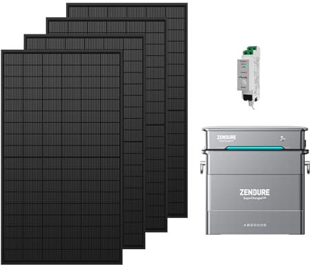 Zendure Solarflow Hyper 2000 avec AB2000S 1920Wh, Centrale Électrique de Balcon avec Entrée Solaire 1800W, HUB Intégré(Unité de Contrôle Intelligente) et Micro Onduleur, Biface Panneau Solaire 2600W