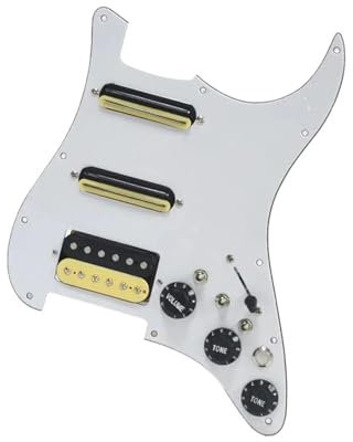 Schlagbrett Tonabnehmer Coil Split Humbucker Pickup Set Vorverdrahtetes geladenes Schlagbrett für ST-E-Gitarren-Ersatzteile(White With Switch)