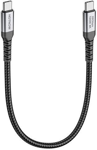 HOTNOW USB C A C cable corto 30cm,1 piezas, 0.3m salida de vídeo 4k, con USB tipo C 20gbps USB 3.2 gen 2x2 y 100W (E-Mark 20v / 5a) carga rápida compatible con macbook, Monitor