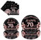 70th Birthday Party Tableware Women - 96 Pcs Rose Gold Black Tableware Sets Plastic Paper Plates and Napkins for Women Happy 70 Years Old Happy Birthday Party Table Decorations