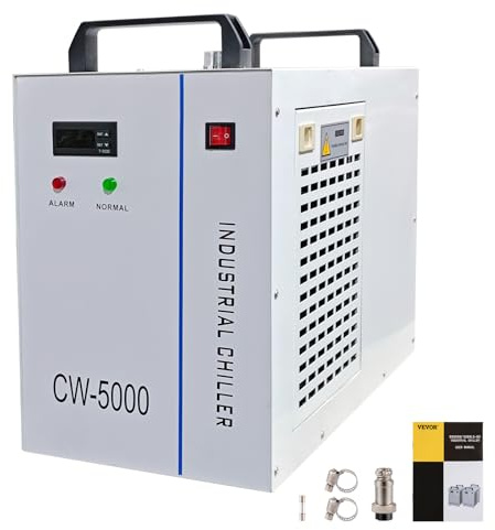 Enfriador de agua industrial Cw-5000,Enfriador de tubo láser Co2 Enfriador Industrial Termostato Precido para máquinas de grabado CNC/grabador láser de 80 W/100 W (CW-5000DG)