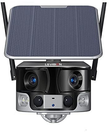 SMTYXS Solar Security Camera Outdoor Dual Lens Wide View 4G/WIFI Wireless Cameras 4K/8MP Color Night Vision Human Tracking(4G Version Add 64G)