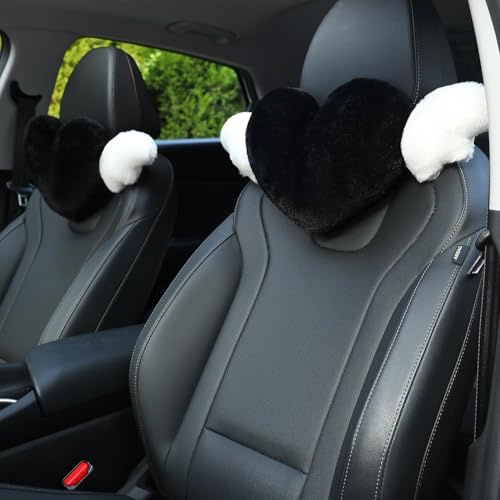 corgi butt Heart Shaped Cute Car Headrest Pillow with Angel Wing - black Love Heart (black)