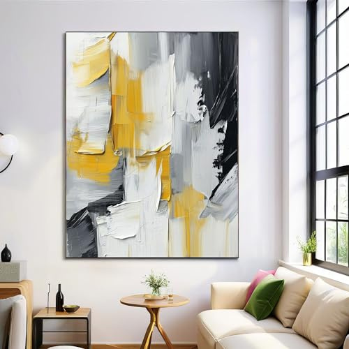 Pintura Pintura Al Óleo Abstracta De Gran Tamaño Con Blanco Negro Sobre Lienzo, Arte De Pared Grafiti Dibujado A Mano, Decoración De Pared Moderna Para Salón Despacho Dormitorio, 60X80Cm, Sin Marco