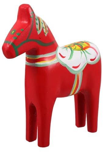 TOYANDONA Schwedische Holzpferd Holzfigur Handbemalt Rot Traditionelle Glücksbringer Dekoration für Zuhause und Büro Skandinavisches Design Festliche Weihnachtsdeko Stilvolle Wohnaccessoire