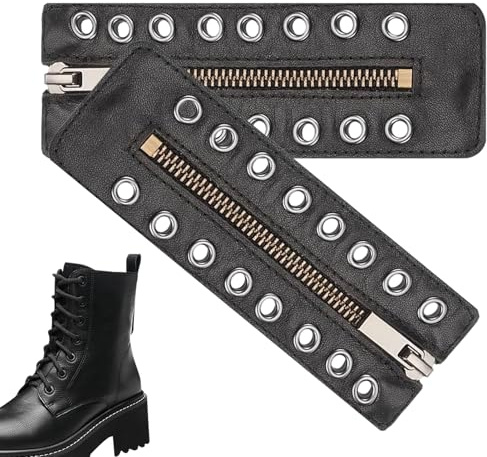 Syengery Stiefel Reißverschluss Einsätze | 8 Ösen Stiefel-Reißverschluss 2er Pack - Schnürsenkel Die In Schuhe Eingesetzt Werden - Für Arbeit, Wandern, Sport, Reparatur, Golf, Erwachsene, Frauen,