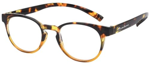 Moderne Lesebrille MNR1 aus hochwertigem Kunststoff mit Federscharnier und praktischer Nackenhalterfunktion (Orange, + 1,00 dpt)