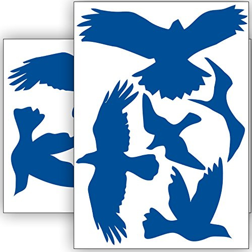 Vogelschutz und Fensterschutz - 10 Aufkleber - Schutz vor Vogelschlag - Sticker Vögel (Blau)