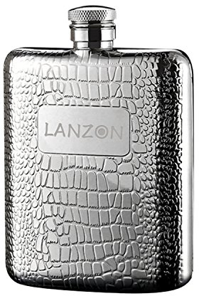 Lanzon Flasque avec entonnoir, toutes les 18/8 304 de qualité alimentaire incurvée en acier inoxydable Pocket Flasque pour liqueur | Livré dans une boîte cadeau, Acier inoxydable 304