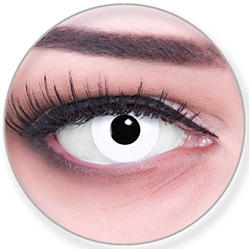 Funnylens Farbige schwarze Kontaktlinsen White Out mit Stärke - weich ohne Stärke 2er Pack + gratis Behälter – 12 Monatslinsen - perfekt zu Halloween Karneval Fasching oder Fasnacht -3.50
