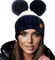 4sold Miki Farbe Damen Wintermütze Wolle Strickmütze Mit Doppelten Pom Pom Cap Ski Snowboard Bobble (White Navy)