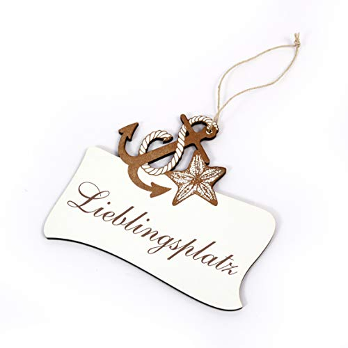 Maritimes Schild LIEBLINGSPLATZ - Seestern Anker Deko - 20 x 16,5 cm