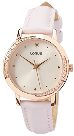 Lorus Damen Analog Quarz Uhr mit Echtes Leder Armband RG298RX9