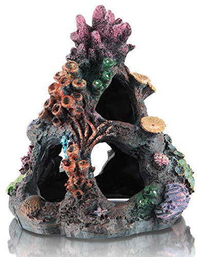 DOHAOOE Aquarium Deko Harz Höhle Aquarium Deko Koralle Felsen Berghöhle Ornaments für Garnele Fisch Tank (One Pack)