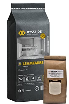 RYSSE.DE natürliche Baustoffe Lehmstreichputz, allergikerfreundlich, Trockenpulver, (besteht aus 10 kg Lehmfarbe + 1 kg Streichpuzzusatz), Reichweite ca 76 m², allergikerfreundlich (Champagner)