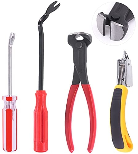 Mardatt 4-teiliges Polster-Klammerentferner Tack Puller Nagelentferner-Werkzeug-Set W Endschneider, Tack Lifter, Befestigungsentferner für Möbel