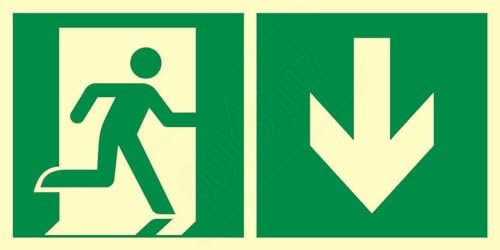 notlok Safety Work – Panneau Sortie de Secours photoluminescent [15x30 cm] | Bloc secours PVC + ruban adhésif | Issue d’Urgence | Panneaux de Sécurité | DIN EN ISO7010, DIN67510 | Multi-configurations