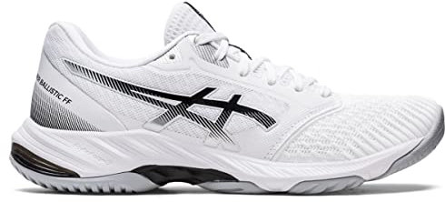 ASICS Women's Netburner Ballistic FlyteFoam 3 Volleyball Shoes, White/Black, 9 UK