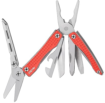NexTool Multitool, Mini Flagship 10 IN 1 Multitool Tool, outil multifonctionnel avec couteau de poche, pince, canette/décapsuleur, ciseaux, tournevis/accessoires de camping/cadeaux pour hommes-Rouge